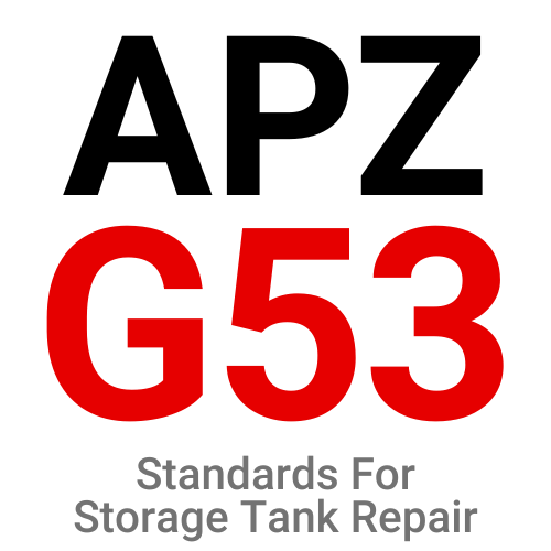 APZ with text “Standards for Tank Fabrication,” representing compliance with G53 standards for storage tank construction