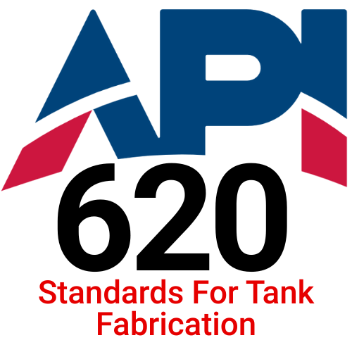 API logo with text “Standards for Tank Fabrication,” representing compliance with API 620 standards for tank construction