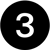 White three placed inside a black circle, representing the third step behind Burkes' commitment to quality