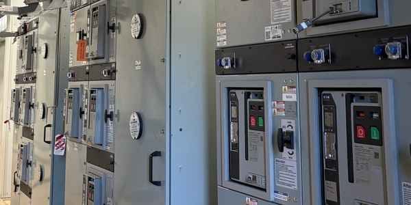 Industrial electrical switchgear and power distribution panels installed for plant operations, supporting safe, code-compliant electrical systems in manufacturing and industrial facilities