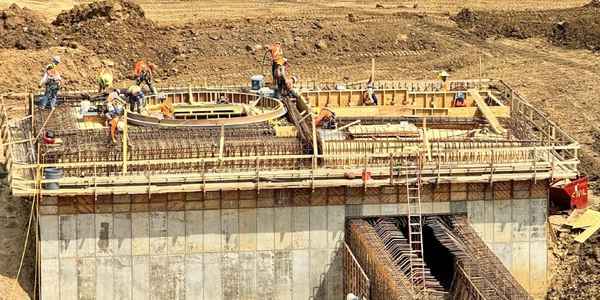 Burkes Mechanical industrial civil construction crew performing reinforced concrete foundation work for plant infrastructure, supporting large-scale capital projects and facility expansions